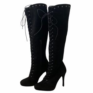 NEW- Stuart Weitzman Suede Lace Up OTK Boots